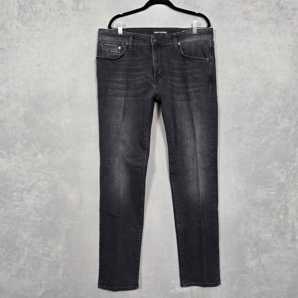 Mavi Marcus Slim Straight Jeans 36x34 charcoal Dark Wash Gray/black pant stretch